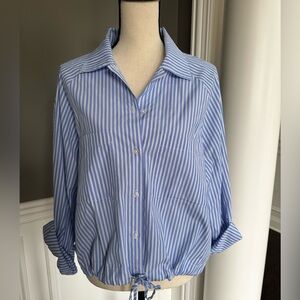 LNA Blue and White Striped Button Down Shirt